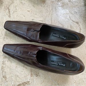 Paul Green Munchen Brown Faux Leather Slip On Square Toe Medium Heel Size 10